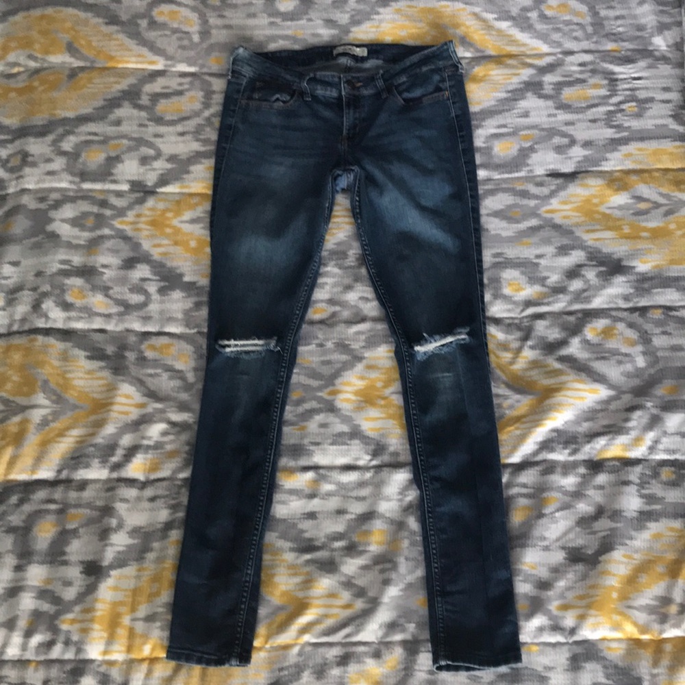 Hollister blue jeans.